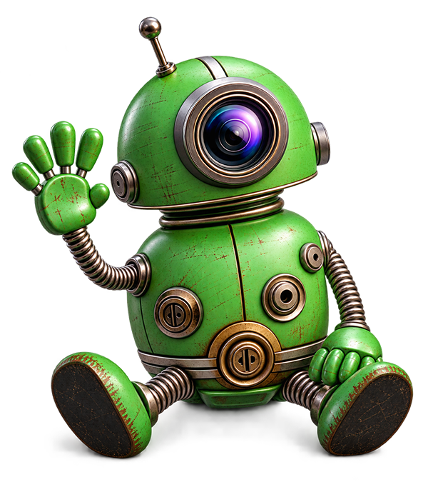 Green Robot Mascot footer